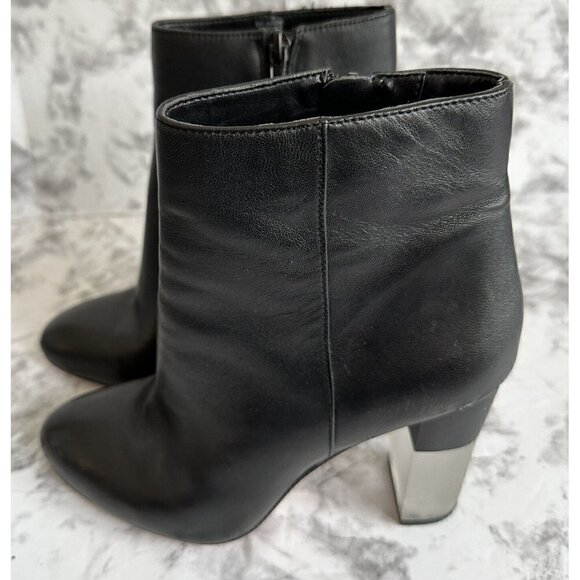 ENZO‎ ANGIOLINI Womens Size 7 Black Leather Ankle Bootie Heeled Boot - Picture 4 of 10